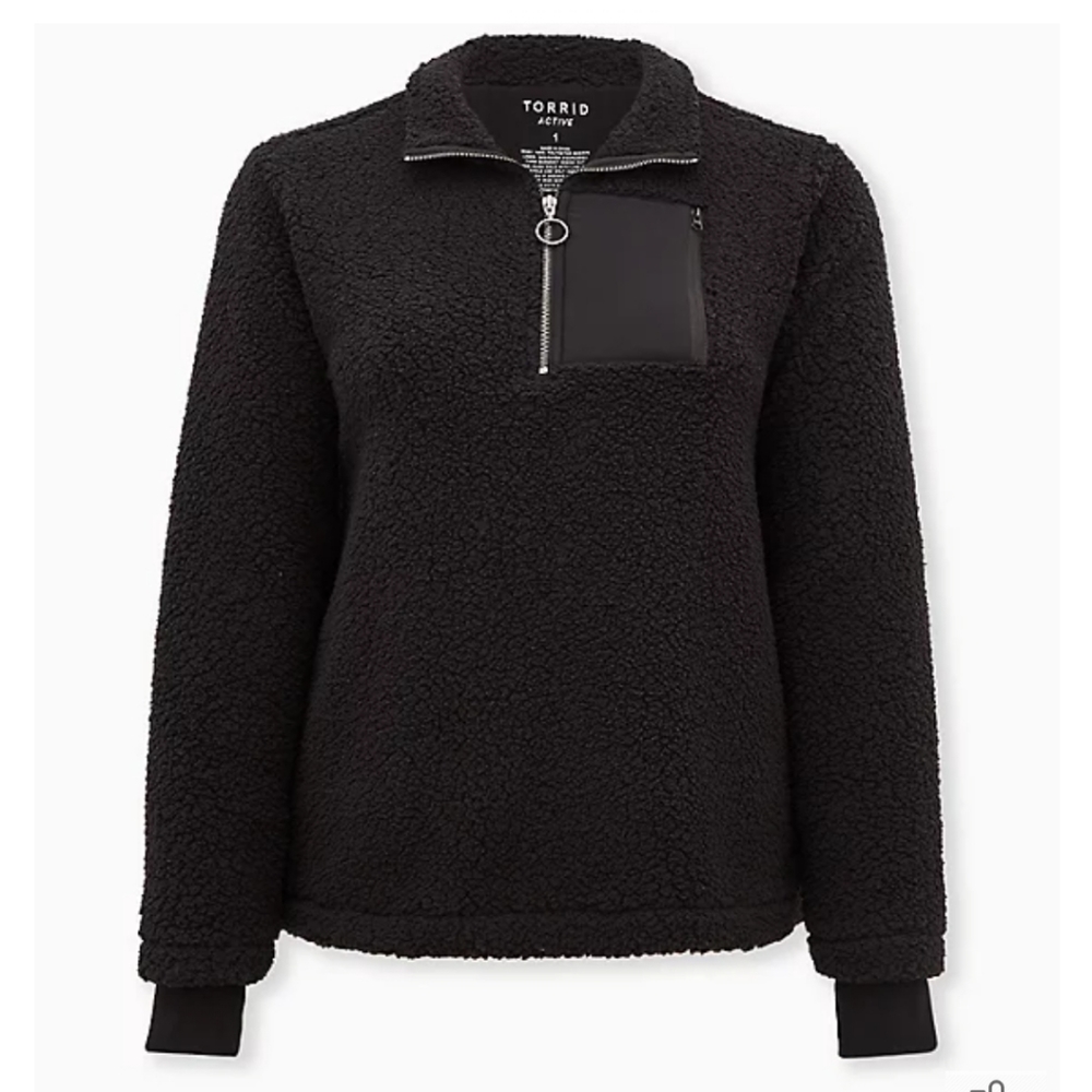Torrid Black Sherpa Half-Zip Active Pullover Jacket